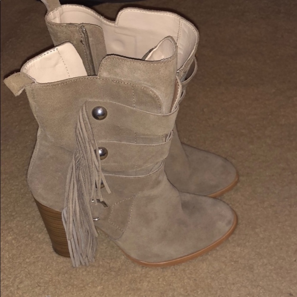 Zara suede fringe bootied
